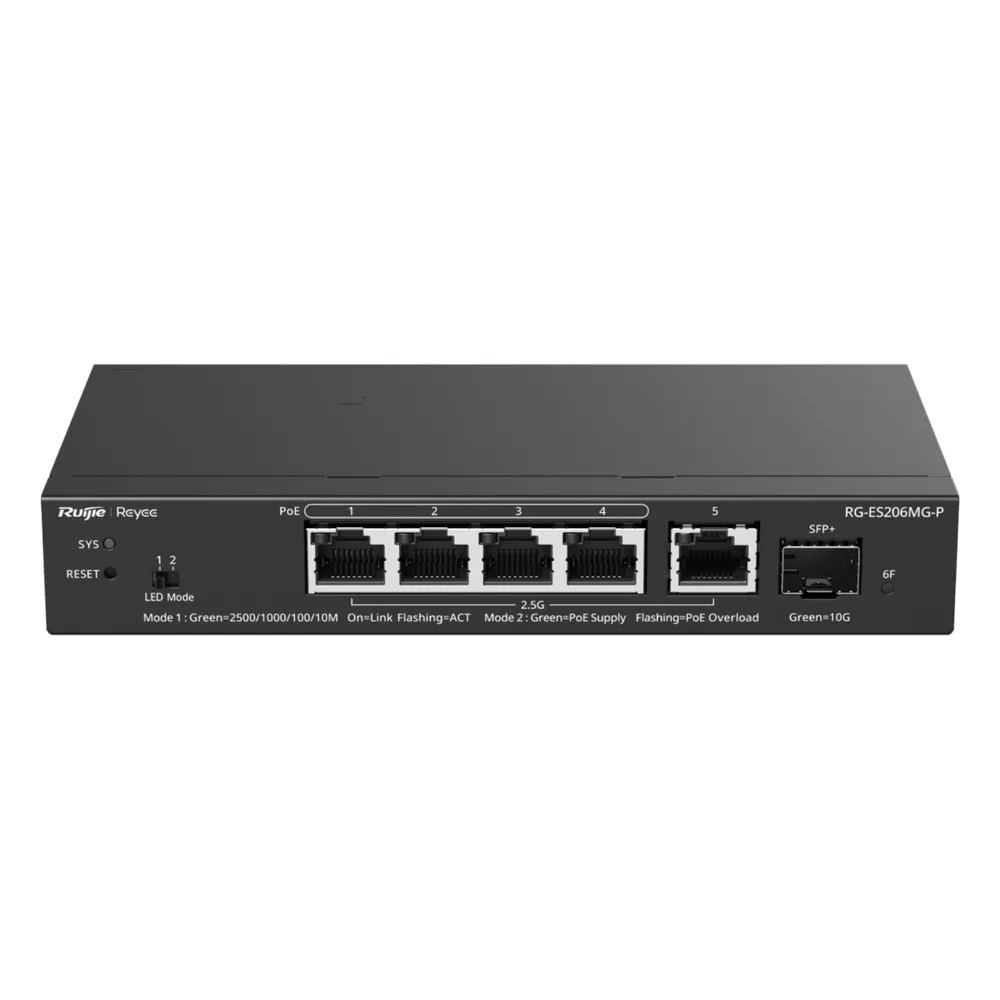 Switch Administrable Capa2 PoE+ con 5 puertos Multi-Gigabit 2.5Gb, hasta 70w PoE