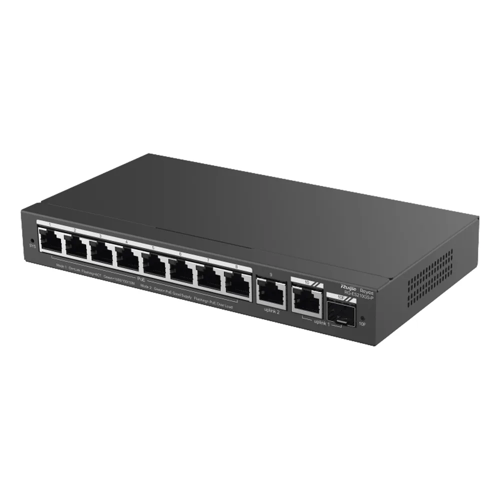 Switch Administrable con 8 puertos Gigabit PoE, 2 Uplinks Gigabit (1 SFP), gestión gratuita desde la nube