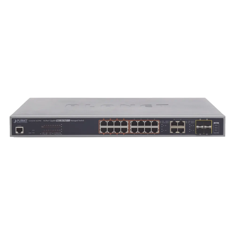 Switch administrable L2, 16 puertos 10/100/1000T Ultra PoE + 4 puertos Gigabit Combo TP/SFP