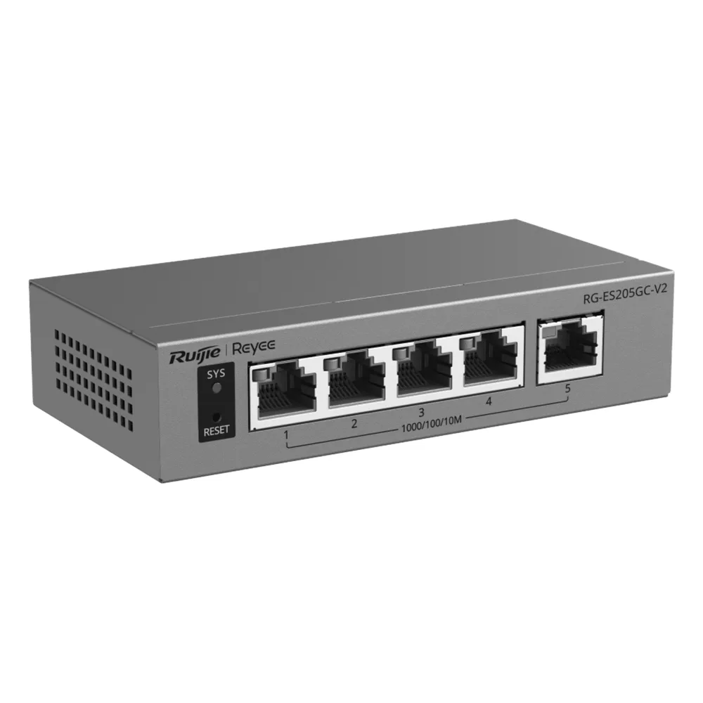 Switch Capa 2 Gestionado en la Nube / 5 Puertos Gigabit / Switching 10 Gbps / Forwarding 7.44 Mpps / Diseño sin Ventilador / Protección 6 kV / Modo CCTV de un Clic / 32 VLANs / Gabinete Metálico / Ruijie Cloud – vista 2