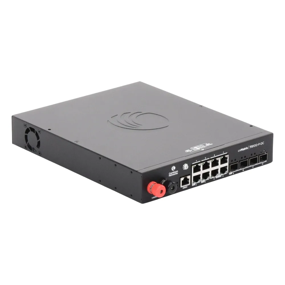 Switch cnMatrix WISP TX1012-DC-P de 8 puertos PoE y 4 SFP+, 170 W PoE Budget, Capa 2, gestión cnMaestro On-Premises, para corriente directa – vista 6