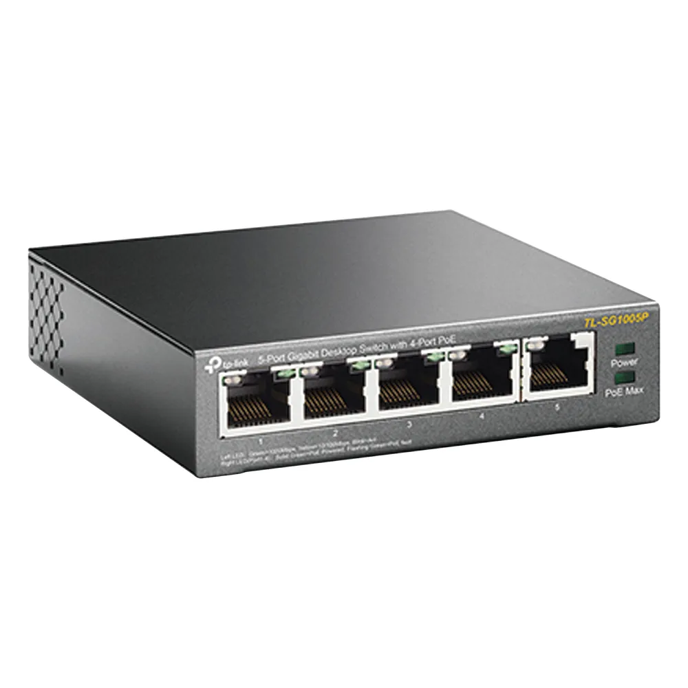 Switch Escritorio No Administrable de 5 puertos 10/100/1000 Mbps / Con 4 puertos PoE 802.3af/at de hasta 65 W / PoE Extendido hasta 250 metros – vista 2