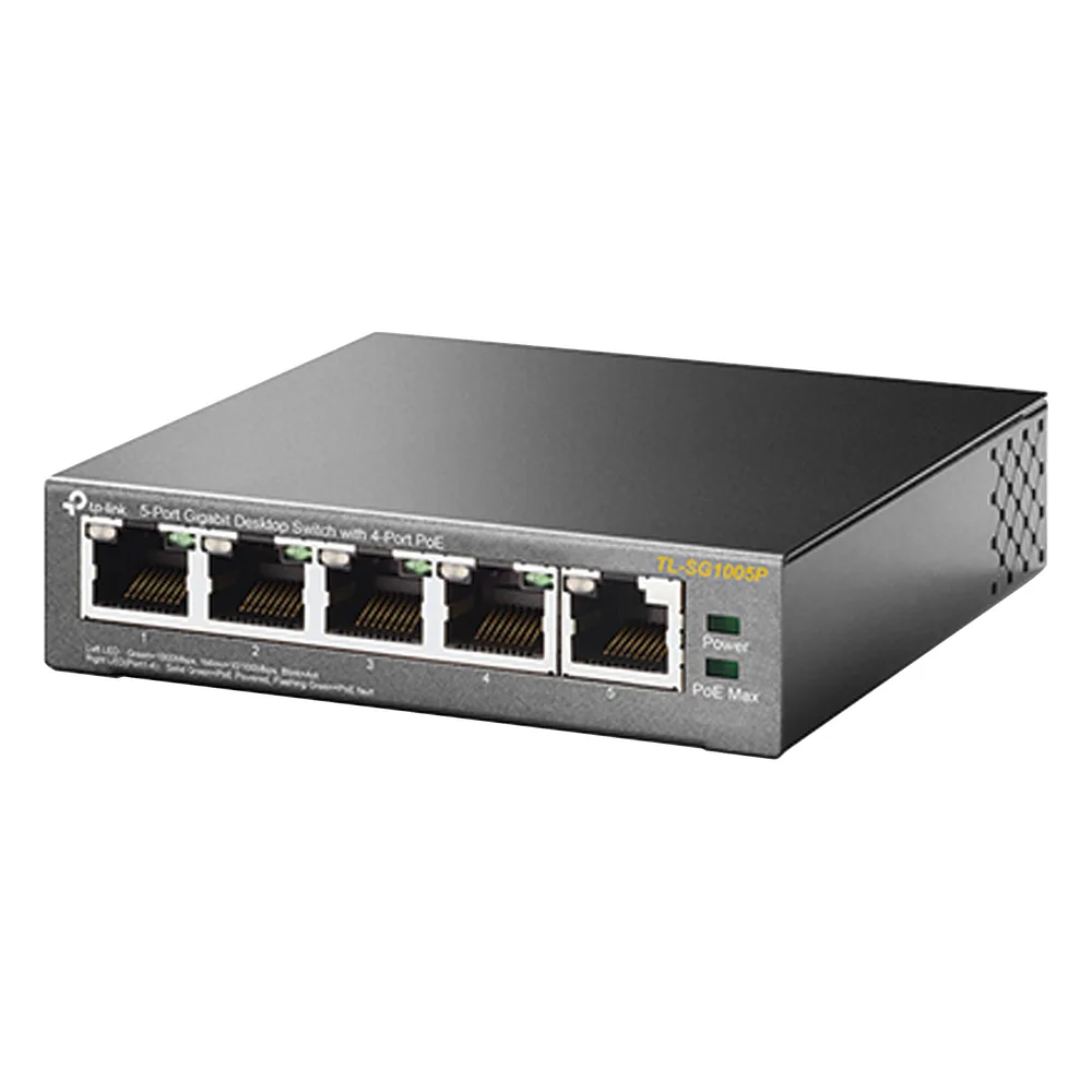 Switch Escritorio No Administrable de 5 puertos 10/100/1000 Mbps / Con 4 puertos PoE 802.3af/at de hasta 65 W / PoE Extendido hasta 250 metros – vista 3