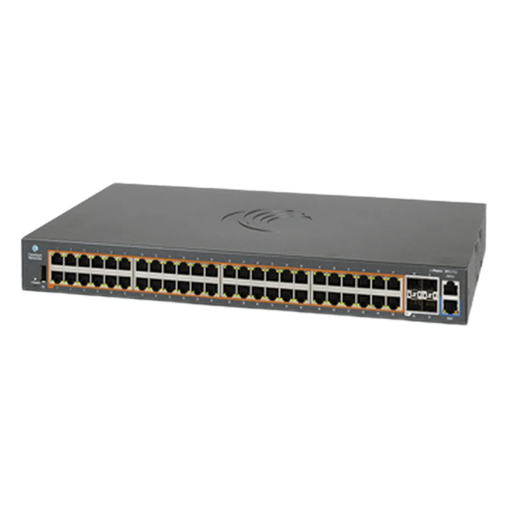 Switch Gestionable Capa 2+ / 176 Gbps Throughput / 48 Puertos Gigabit PoE+ / 4 SFP+ 10 Gbps Uplink / Política de Automatización / cnMaestro On-Premises / 5 Años Garantía