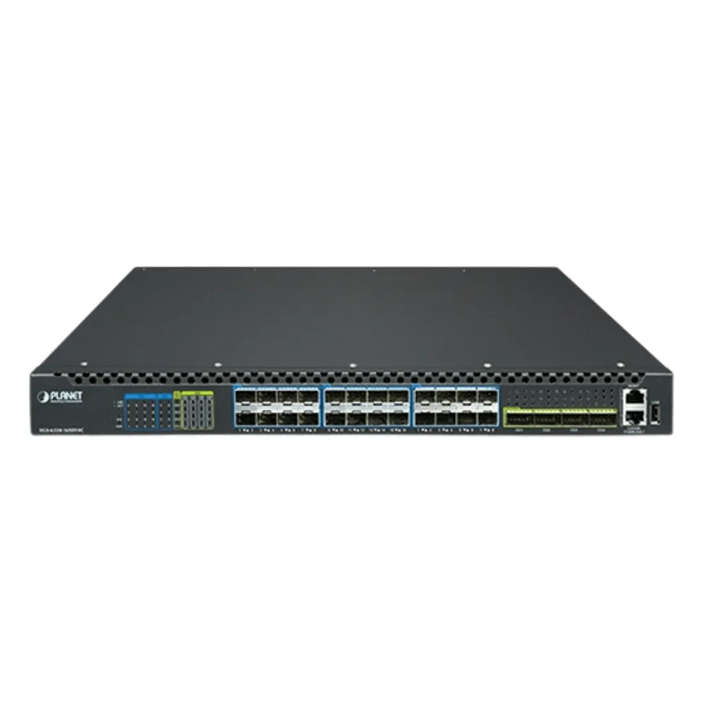 Switch Gestionado Capa 3 Multi-puerto 10G/25G + 2/4-Puerto 100G QSFP28 / 880-1520 Gbps Non-Blocking / Stacking 10 Unidades / Enrutamiento OSPF, BGP, RIP, VRRP / ERPS G.8032 / Slot Para Fuente Redundante AC/DC / Data Center y AI Infrastructure – vista 2