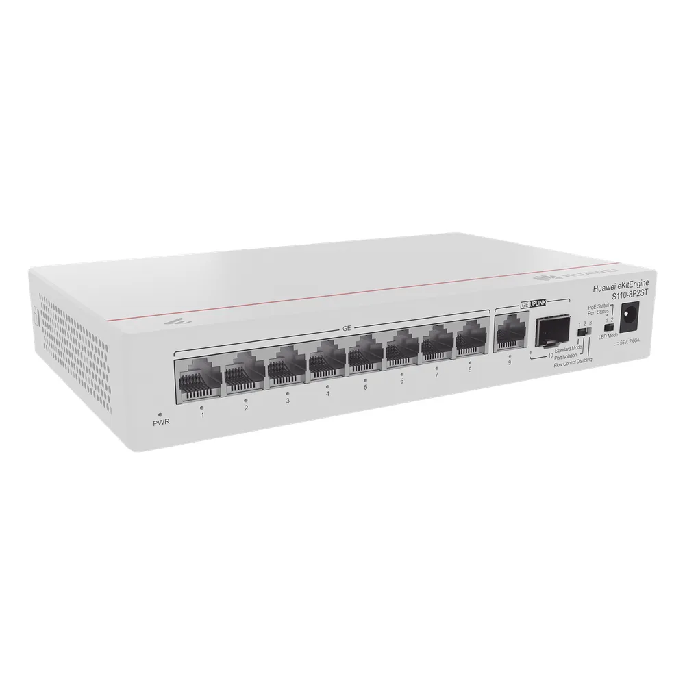 Switch Gigabit No Administrable PoE / 8 puertos 10/100/1000 Mbps (PoE) / 2 Puertos SFP Uplink / 124W – vista 2