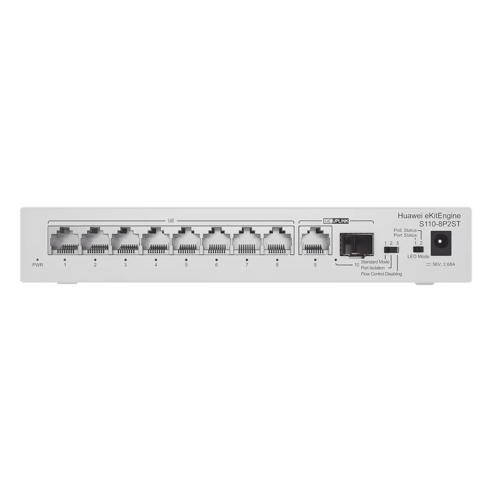 Switch Gigabit No Administrable PoE / 8 puertos 10/100/1000 Mbps (PoE) / 2 Puertos SFP Uplink / 124W – vista 4