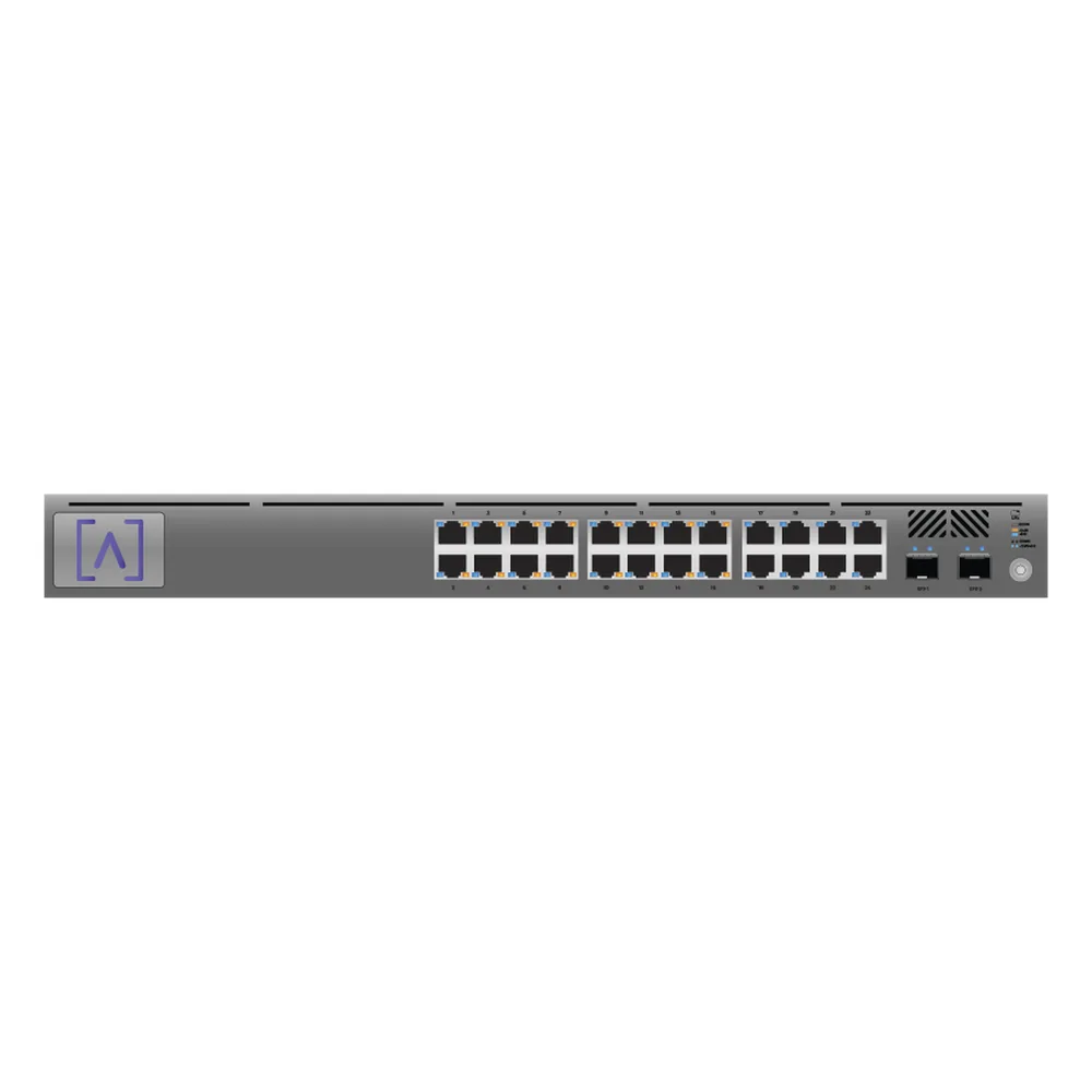 Switch Gigabit PoE+ Administrable / 24 puertos 10/100/1000 Mbps (16 de ellos POE+) + 2 Puertos SFP Uplink / Hasta 240W / Alta LabsCloud.