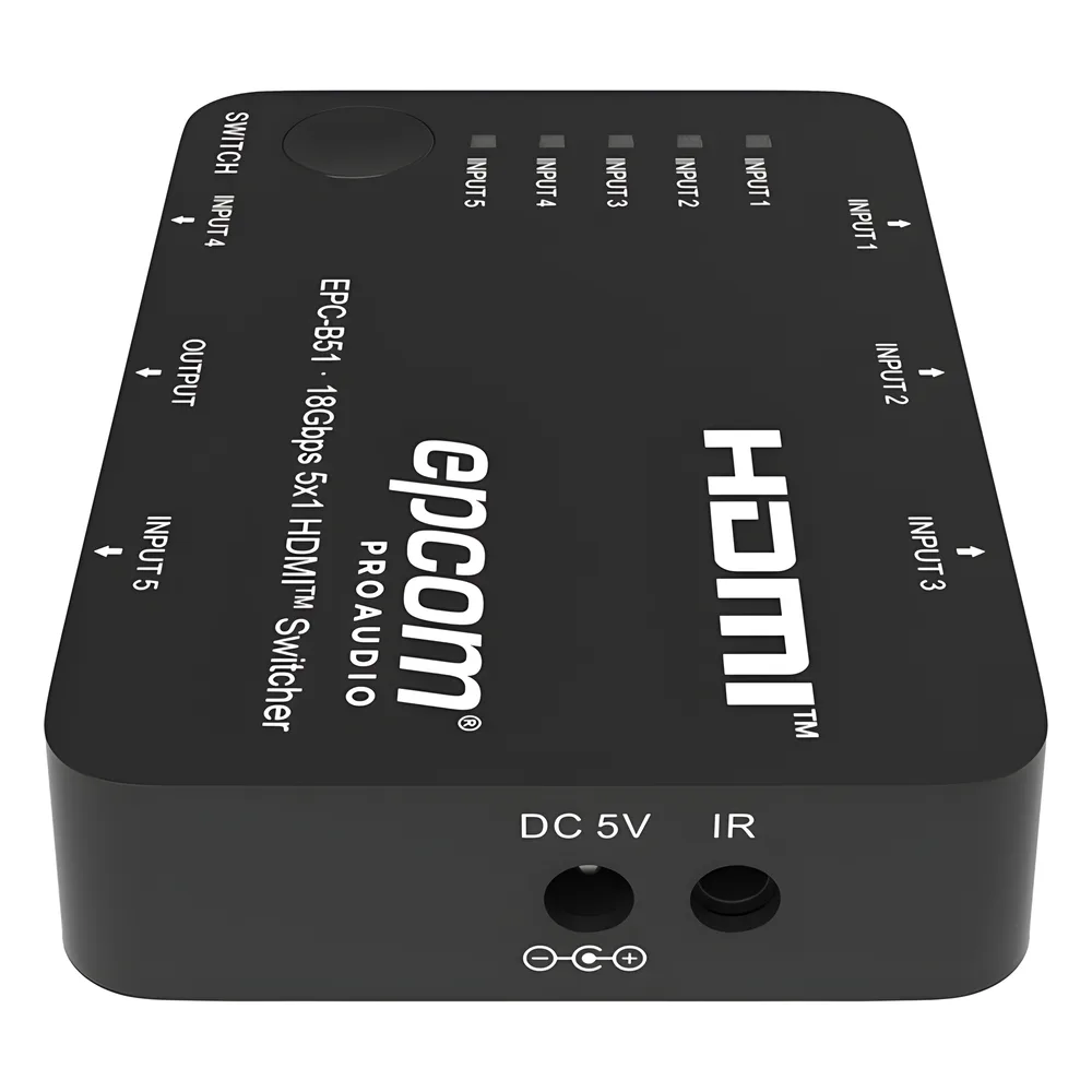 Switch HDMI 5x1 | 18Gbps | 4K@60Hz | YCbCr 4:4:4 | HDR, Dolby Vision y HLG | Soporte 3D | Conmutación Automática y Manual | Diseño Compacto – vista 5