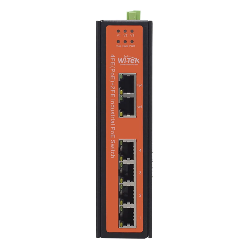Switch industrial 4 puertos Fast Ethernetcon POE 802.3af/at + 2 puertos UPLINK gigabit – vista 2