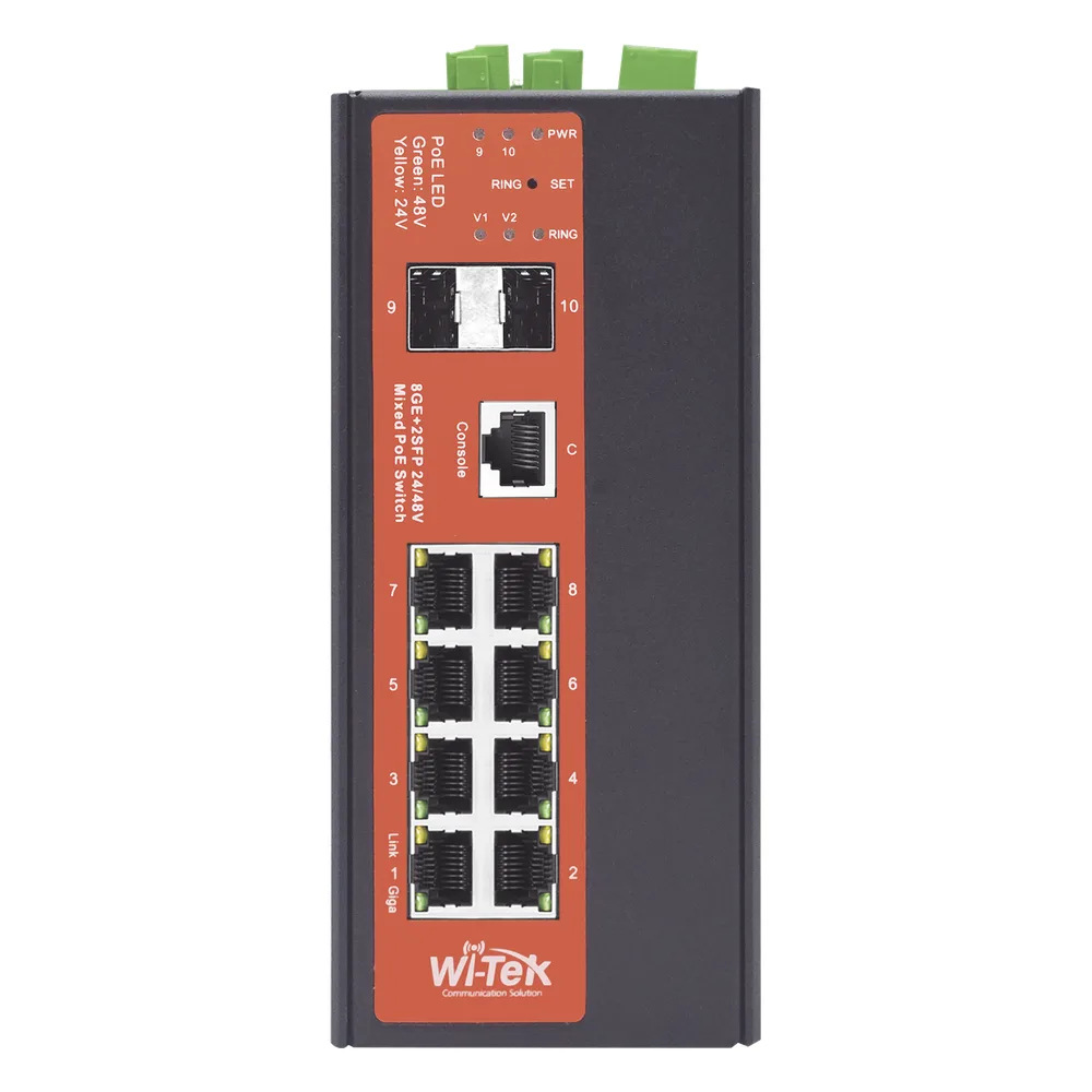 Switch Industrial Administrable Gigabit con 2 Puertos PoE bt + 6 Puertos PoE af/at o 24 V Pasivo + 2 SFP Gigabit, 240 W