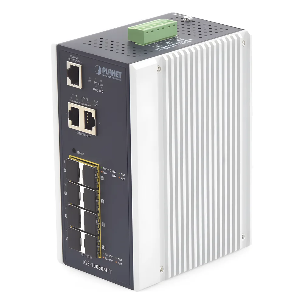 Switch Industrial Administrable L2+, 8 Puertos 1G SFP, 2 Puertos TP Gigabit, (-40 ~75 grados C) – vista 2