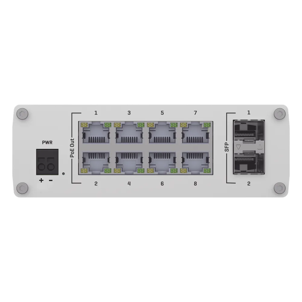 Switch Industrial No-Administrable 8 puertos Gigabit PoE 802.3af/at, 2 puertos SFP – vista 2