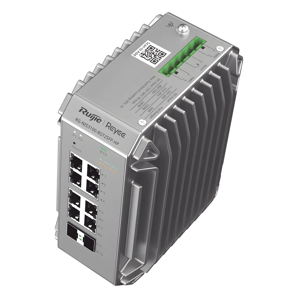 Switch Industrial PoE, Ideal para temperaturas Extremas y protección contra descargas, 8 puertos Gigabit PoE 802.3af/at + 2 SFP para fibra 1Gb, gestión gratuita desde la nube, 125w – vista 3
