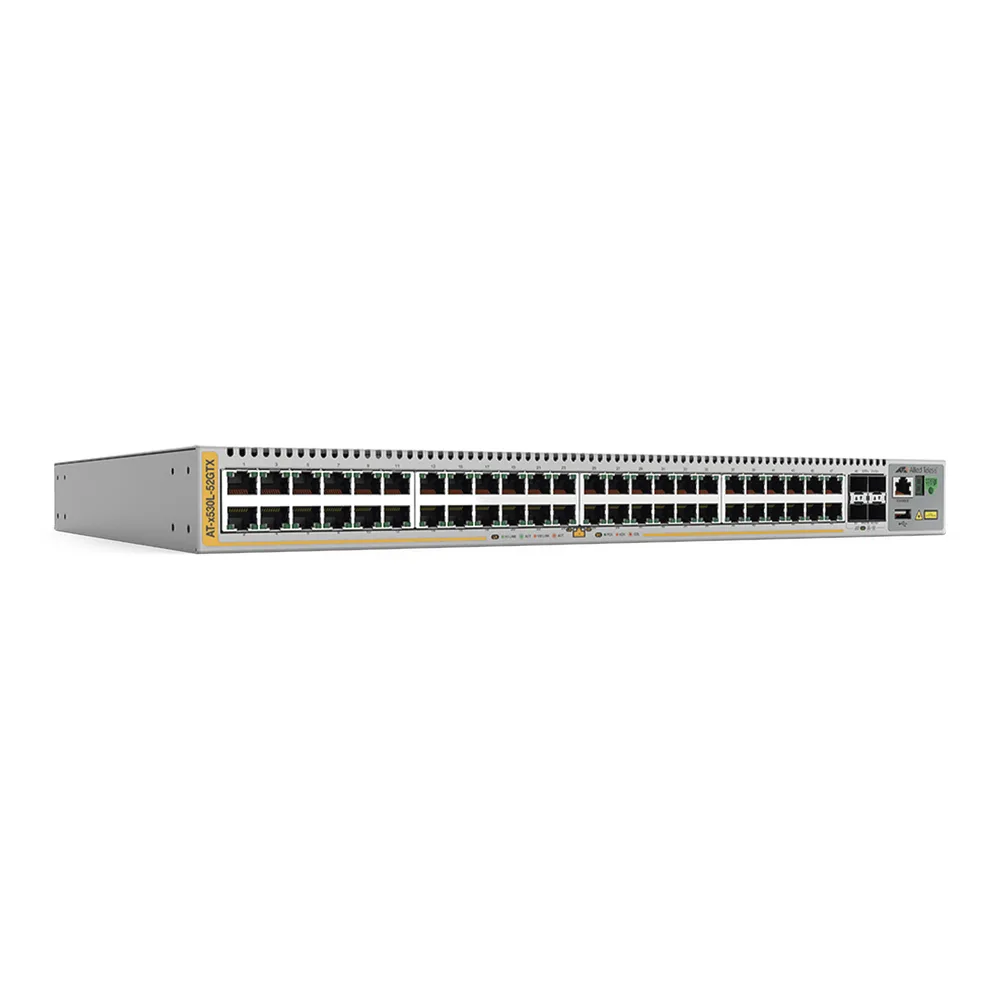 Switch Inteligente Empresarial para Distribución,  PoE+, Stackable, Capa 3, 24 puertos Gbps + 4 puertos SFP+ 10 G, 740 W, Doble fuente PSU, Serie x530L – vista 2