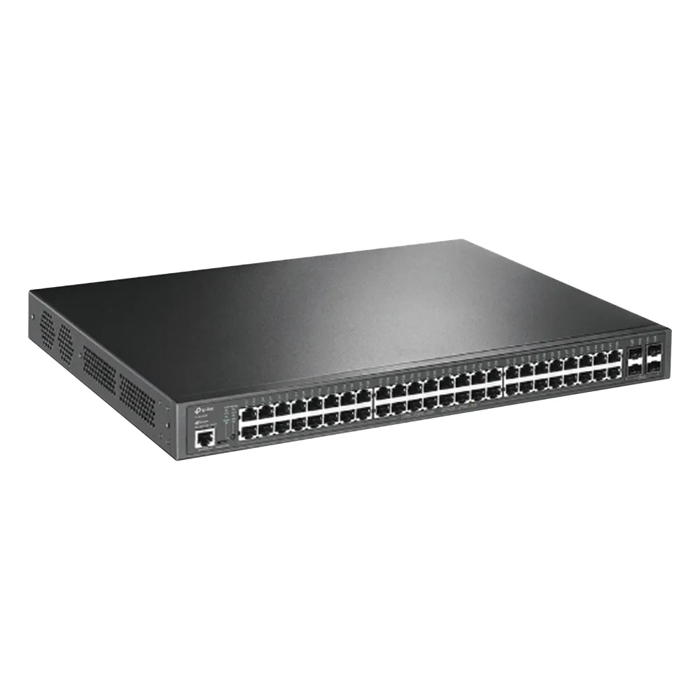 Switch L2+ Omada PoE+ / 48 Puertos PoE+ 10/100/1000 Mbps / 4 Puertos SFP 1G / 2 Puertos Consola (RJ45 y microUSB) / Administración Centralizada Omada o Stand-Alone / Multicast IGMP / Calidad de Servicio / Presupuesto PoE 384W / Montaje en Rack