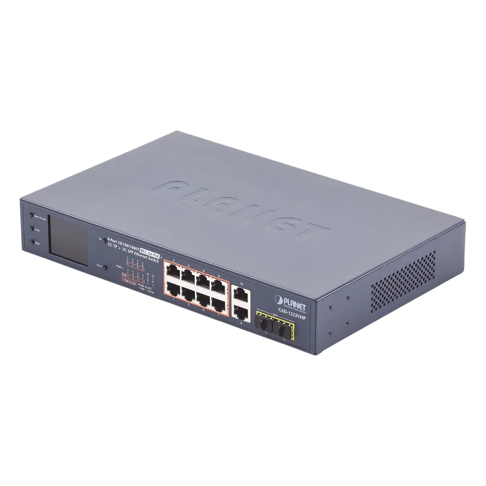 Switch No Administrable 8 Puertos Gigabit con Modo Extender a 250 m,  2 Puertos Uplink 10/100/1000 Mbps, 2 Puertos SFP – vista 2