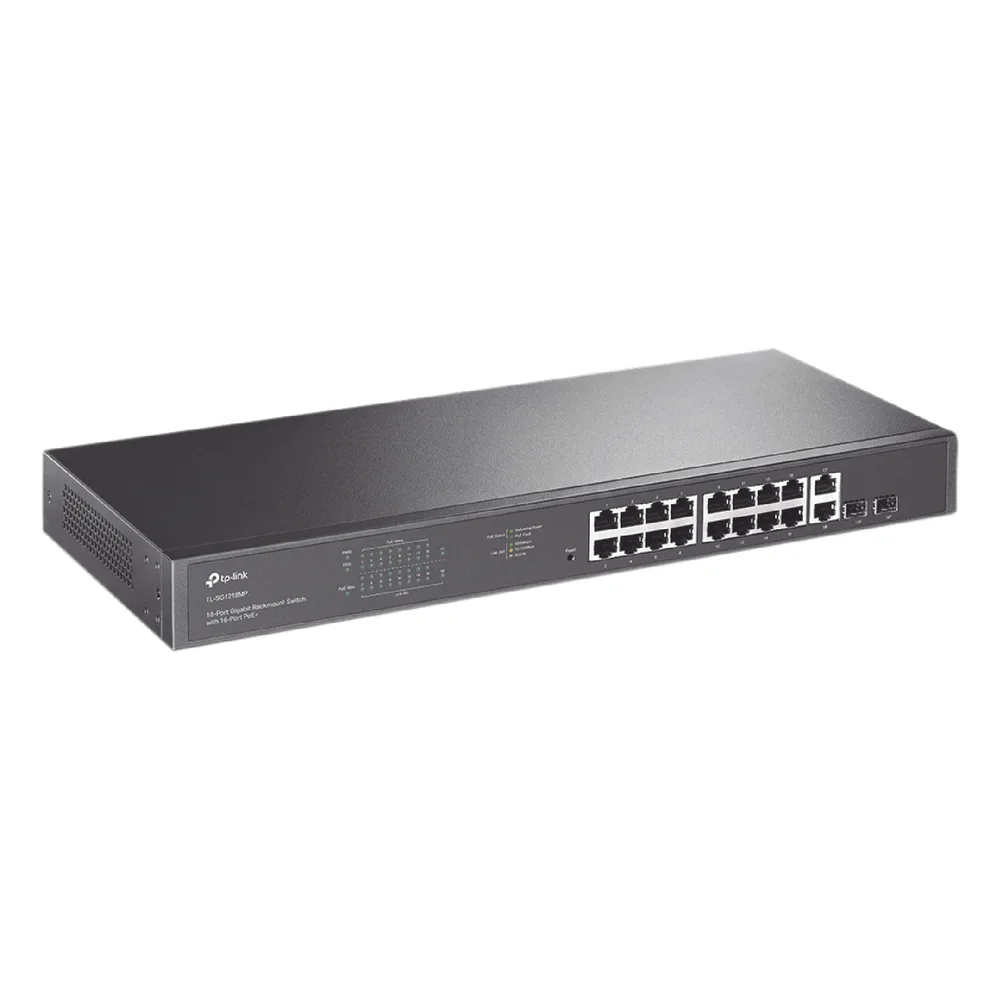 Switch no administrable de 16 puertos 10/100/1000Mbps y PoE af/at, 2 puertos SFP hasta 250W.