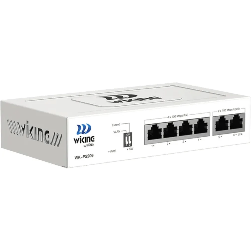 Switch no administrable PoE / Con 4 puertos 10/100 Mbps PoE af/at / 2 Puertos Uplink 10/100 MBPS / Presupuesto 45 W / PoE hasta 250 metros – vista 2