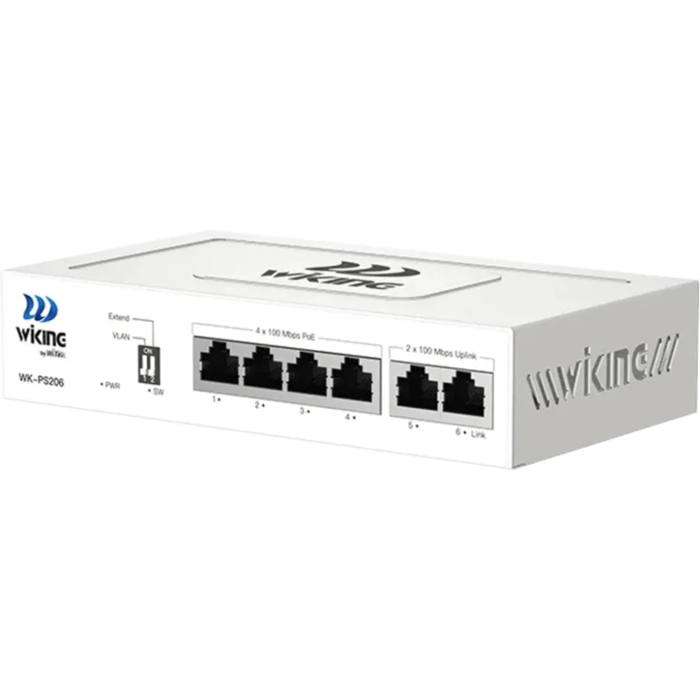 Switch no administrable PoE / Con 4 puertos 10/100 Mbps PoE af/at / 2 Puertos Uplink 10/100 MBPS / Presupuesto 45 W / PoE hasta 250 metros – vista 5