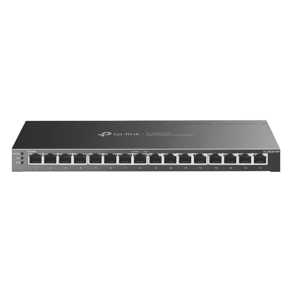 Switch Omada SDN Administrable 16 puertos 10/100/1000 Mbps / 8 Puertos PoE Inteligente af/at / Administración centralizada OMADA SDN / Presupuesto PoE 120W