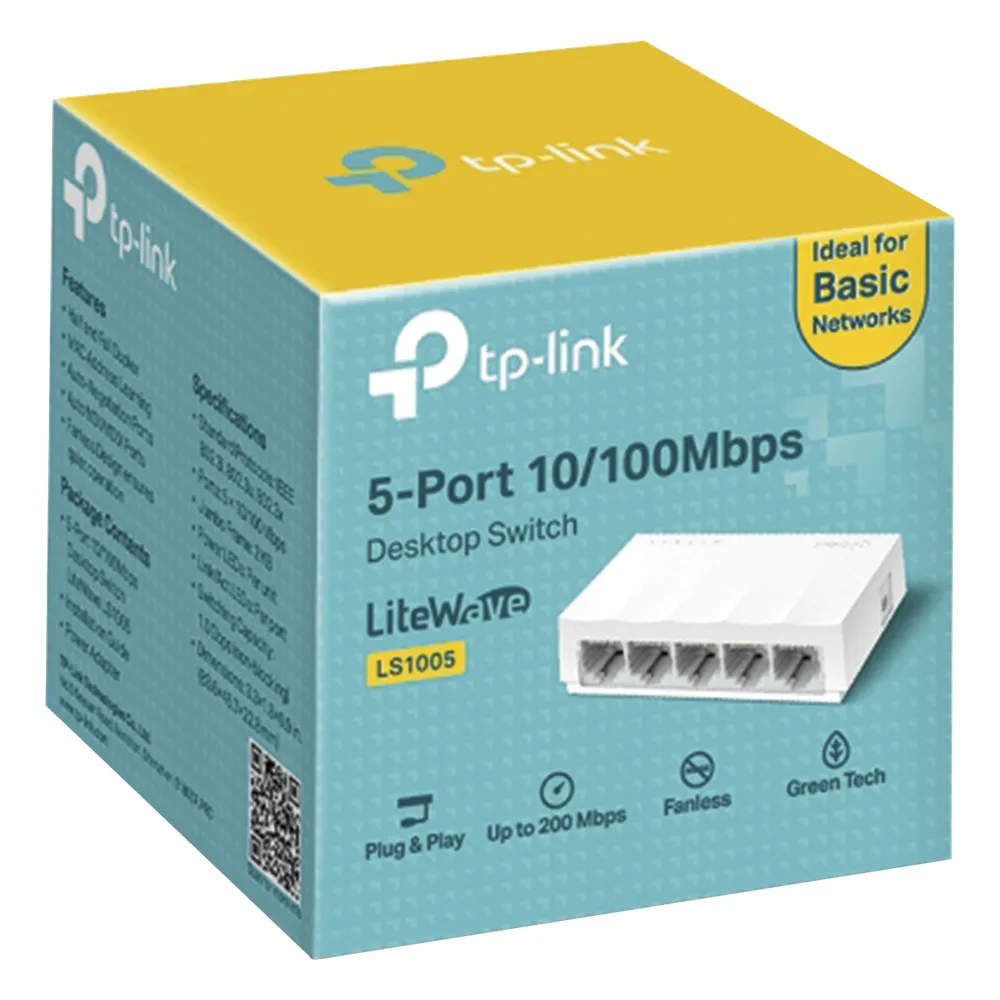 Switch para escritorio 5 puertos 10/100Mbps – vista 3