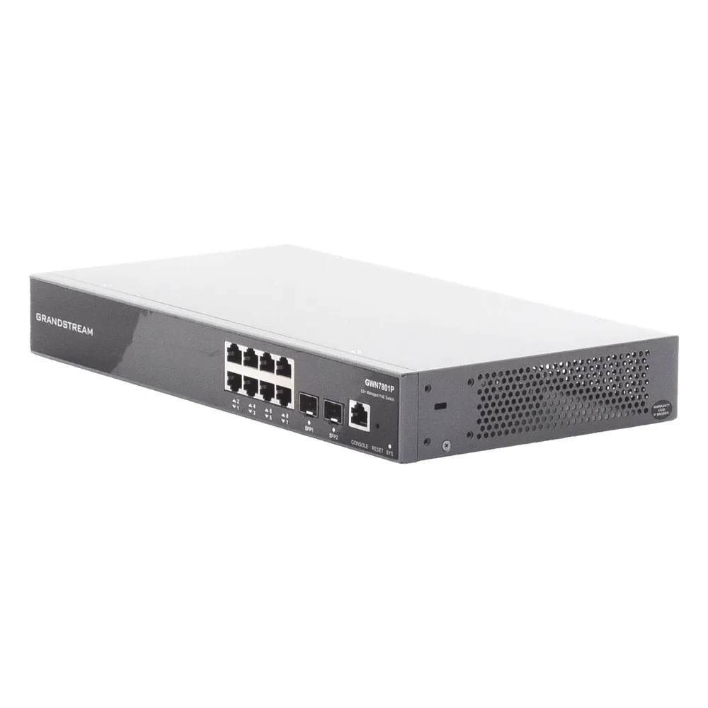 Switch PoE+ Gigabit Administrable / 8 puertos 10/100/1000 Mbps + 2 Puertos SFP Uplink / Hasta 120W / Compatible con GWN Cloud. – vista 2