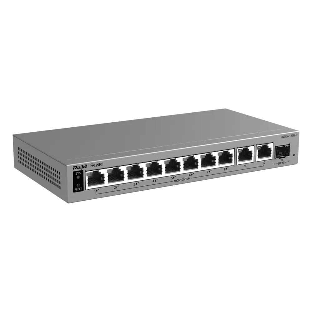 Switch PoE Gigabit Smart Cloud-Managed / 11 Puertos / 8 Puertos PoE+ 120 W / 1 Puerto SFP Uplink / Capa 2 / Diseño Sin Ventilador / Protección 6 kV / Gestión Cloud de por Vida / Metal – vista 2