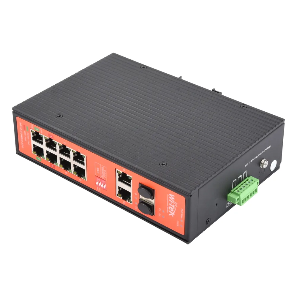 Switch PoE Industrial No administrable / Puertos 1-2 PoE 802.3 af/at y PoE 24 Vcc Pasivo 30W / Puertos 3-4 PoE 802.3 af/at/bt Hasta 60W / Puertos 5-8 PoE 802.3 af/at Hasta 30W / Los 8 puertos son Gigabit + 2 SFP combo / Presupuesto 300W – vista 4
