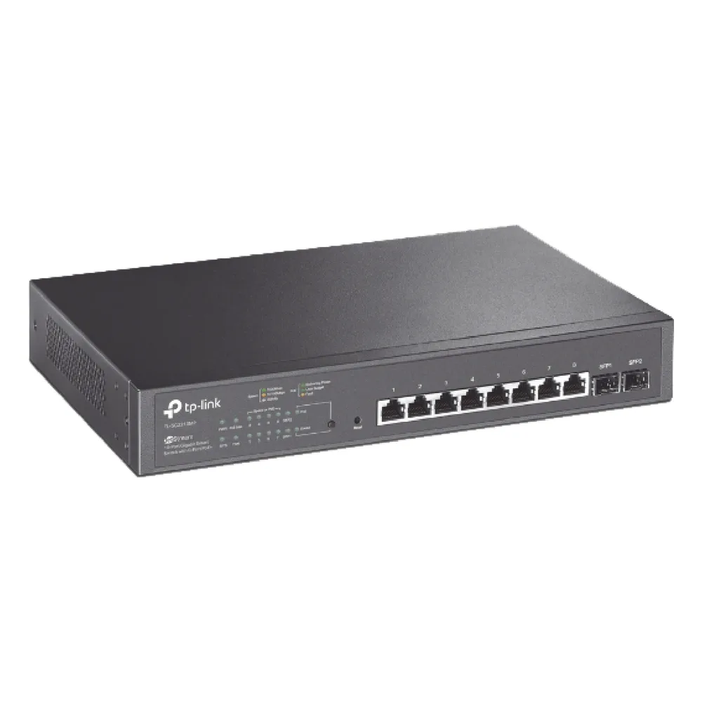 Switch PoE JetStream SDN Administrable 8 puertos 10/100/1000 Mbps + 2 puertos SFP, 8 puertos PoE, 150W, administración centralizada OMADA SDN – vista 2