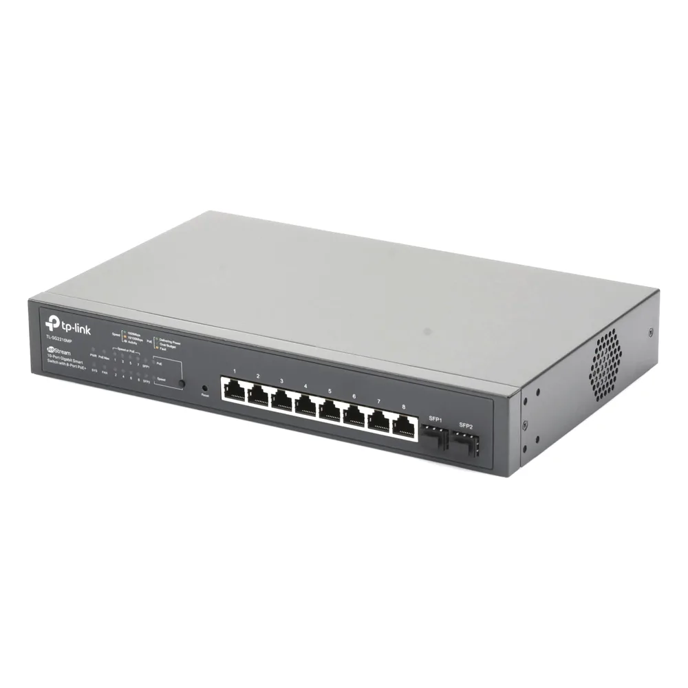 Switch PoE JetStream SDN Administrable 8 puertos 10/100/1000 Mbps + 2 puertos SFP, 8 puertos PoE, 150W, administración centralizada OMADA SDN – vista 4