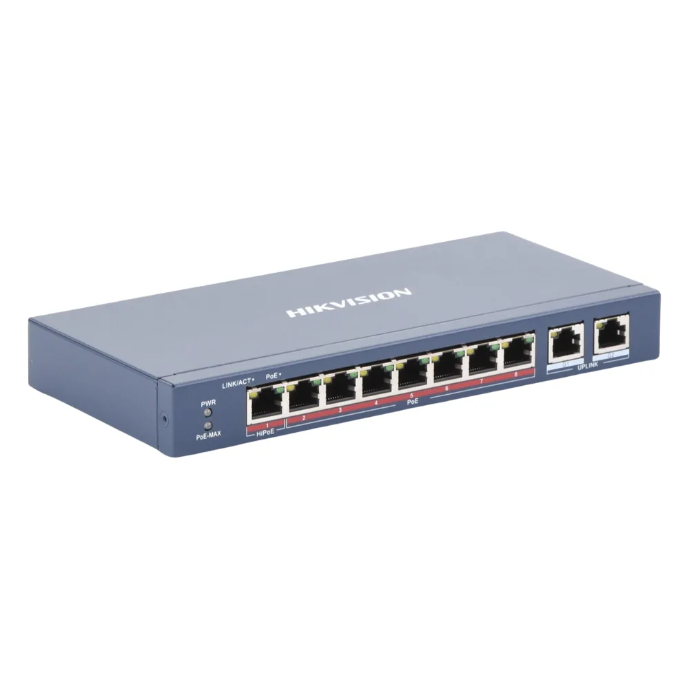 Switch PoE+ / No Administrable / 7 Puertos 10/100 Mbps 802.3 af/at (30 W) / 1 Puerto 10/100 Mbps Hi-PoE (90 W)  / 2 Puertos 1000 Mbps Uplink / Modo Extendido hasta 300 Metros / 110 Watts – vista 4
