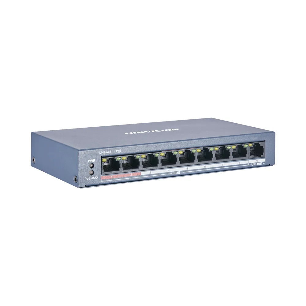 Switch PoE+ / No Administrable / 8 Puertos 10/100 Mbps PoE+ / 1 Puerto 100 Mbps Uplink / PoE hasta 250 metros / 60 W – vista 2