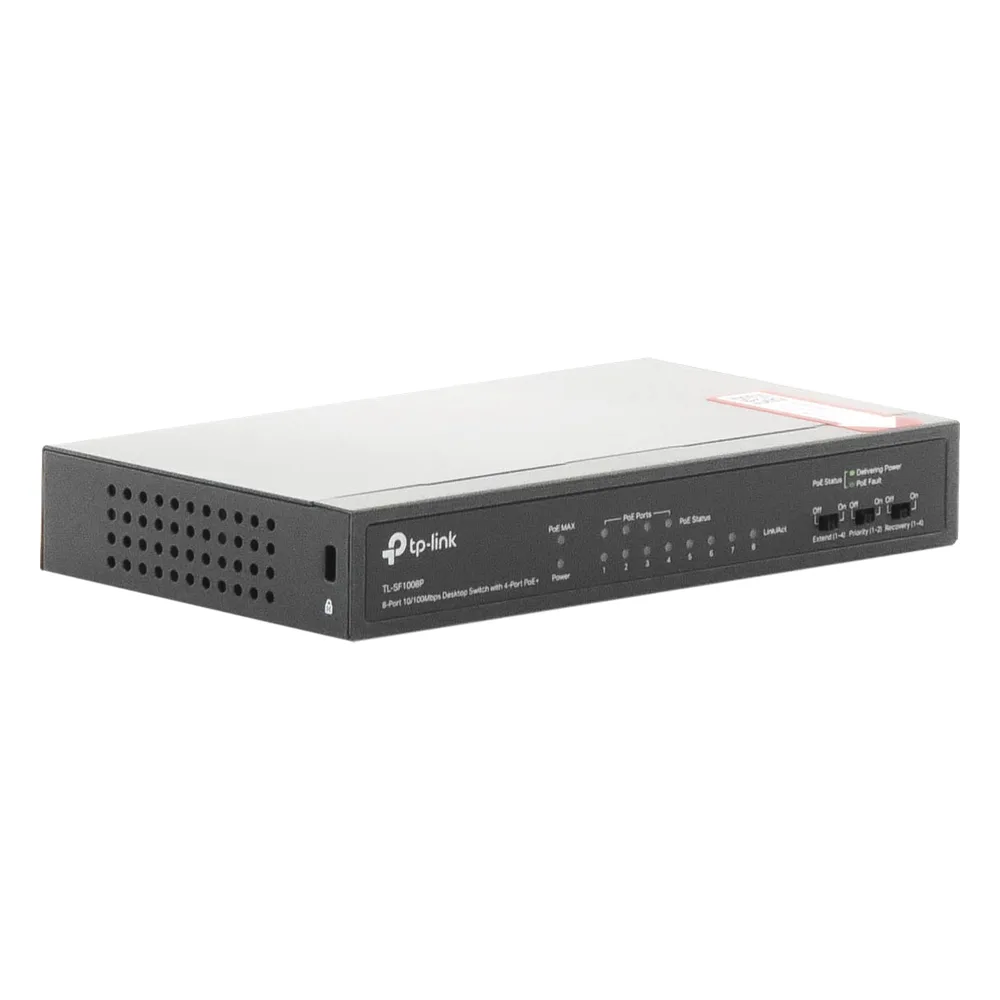 Switch PoE+ No Administrable / De Escritorio 8 puertos 10/100 Mbps / 4 puertos PoE af/at Inteligente / Presupuesto 66 W / Hasta 250 metros – vista 3