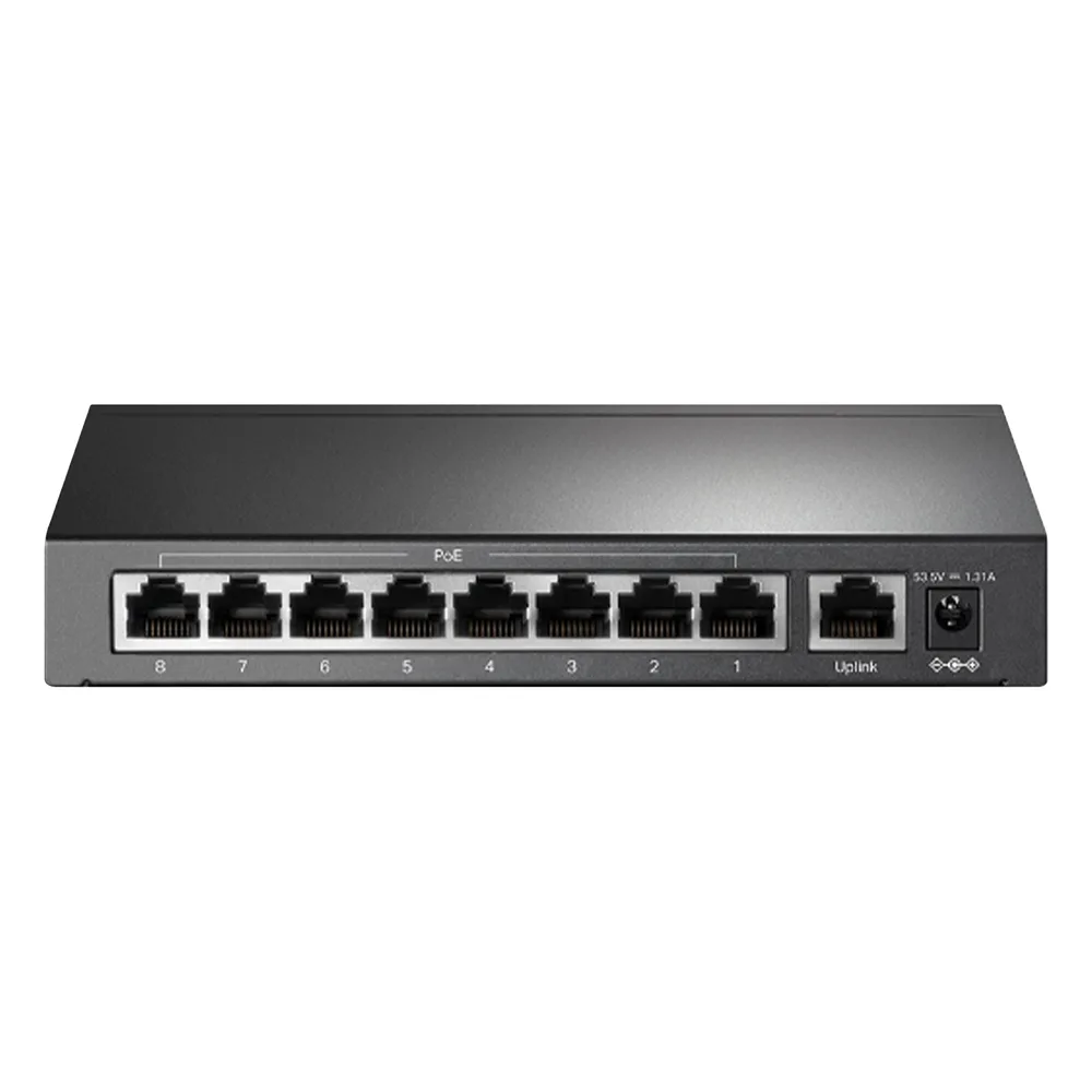 Switch PoE+ No Administrable / De Escritorio 9 puertos 10/100 Mbps / 8 puertos PoE af/at Inteligente / Presupuesto 65 W / Hasta 250 metros – vista 2