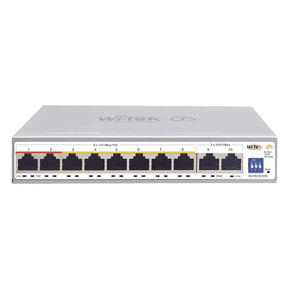 Switch PoE No administrable / Gestión Cloud / PoE de Largo Alcance Hasta 250m / 8 Puertos PoE 10/100Mbps (Puerto 1 Hasta 60W, Puertos 2 al 8 Hasta 30W) + 2 Puertos Gigabit Uplink / Presupuesto 120 W / Plug and Play
