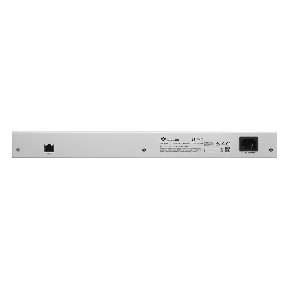 Switch PoE UniFi capa 2 Administrable de 26 puertos Gigabit (24 eth PoE y 2 SFP) 802.3 af/at / Pasivo 24V, 500 Watts, throughput de 38.69 Mpps – vista 2