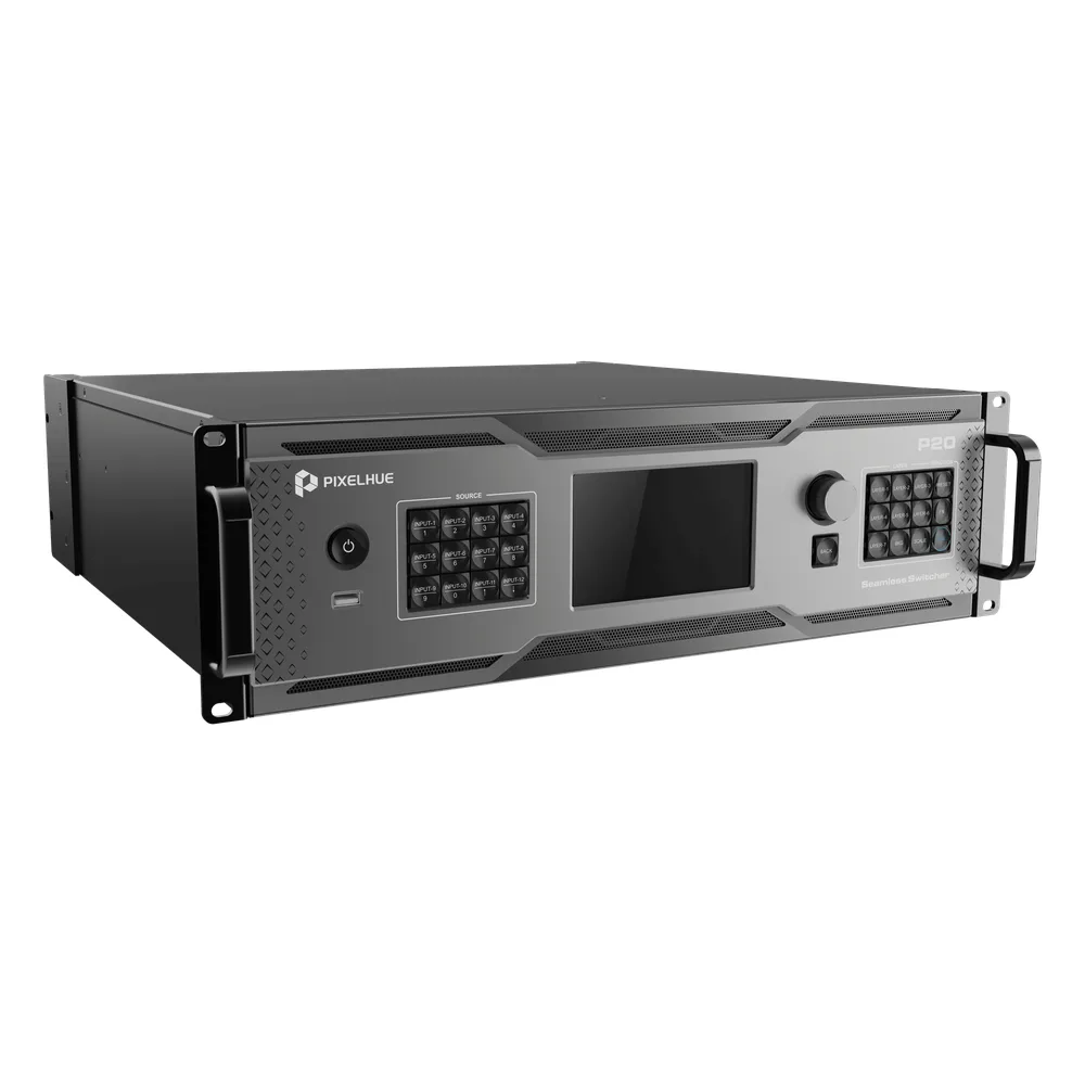 Switcher de Presentación 4K / Hasta 12 Capas DL (2 MAIN + 10 PIP) / 10G Fibra Óptica 10 km / HDMI 2.0 DP 1.2 12G-SDI / Modos Duales Switcher y PGM / Dante Audio 32x32 / Multiviewer Dedicado / Backup Automático