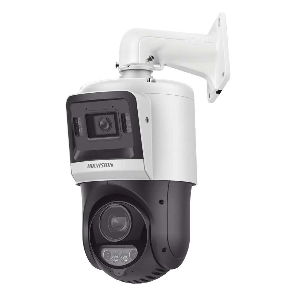 [TandemVu] Domo PTZ IP 4 Megapixel + Cámara Fija 4 Megapixel / 15X Zoom / 100 mts IR + 30 mts Luz Blanca / IP67 / ACUSENSE / PoE+ / 2 Micrófonos Integrados y Bocina / Alerta Audible y Luz Estroboscopica / Alarmas I/O / DARKFIGHTER / Micro SD