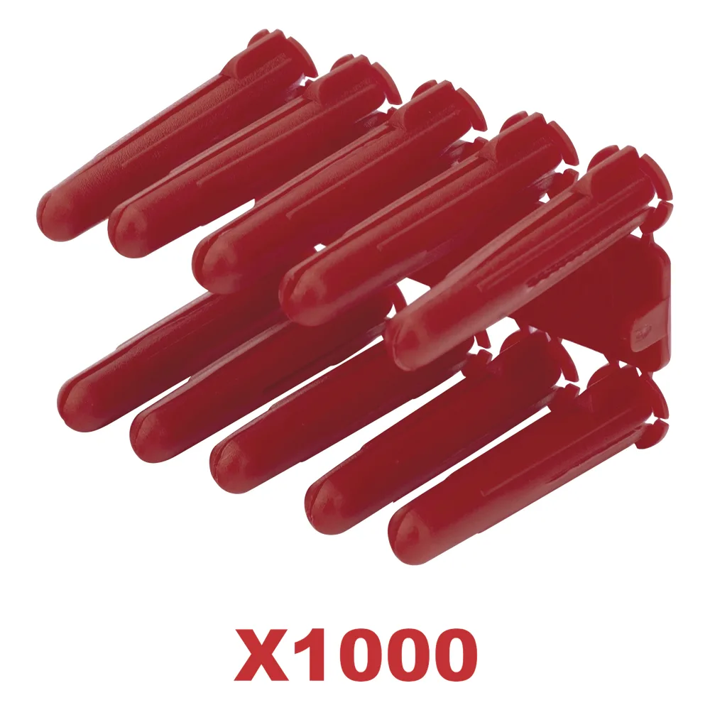 Taquete de 1/4  plástico paquete de 1000 piezas para fijar objetos con tornillo en muros y techos de concreto o superficies sólidas, compatible con tornillo TH10X de 10 x 1 1/2"  (1103-14000)