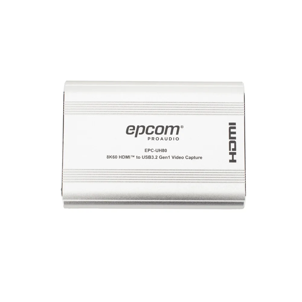 Tarjeta de Captura HDMI 8K a USB 3.2 Gen 1 | Resolución 8K@60Hz y 4K2K@144Hz | Ancho de Banda 48Gbps | Mezcla de Audio HDMI-Micrófono-Línea | Compatibilidad Multiplataforma Windows-macOS-Linux | Carcasa de Aluminio Plateado – vista 4