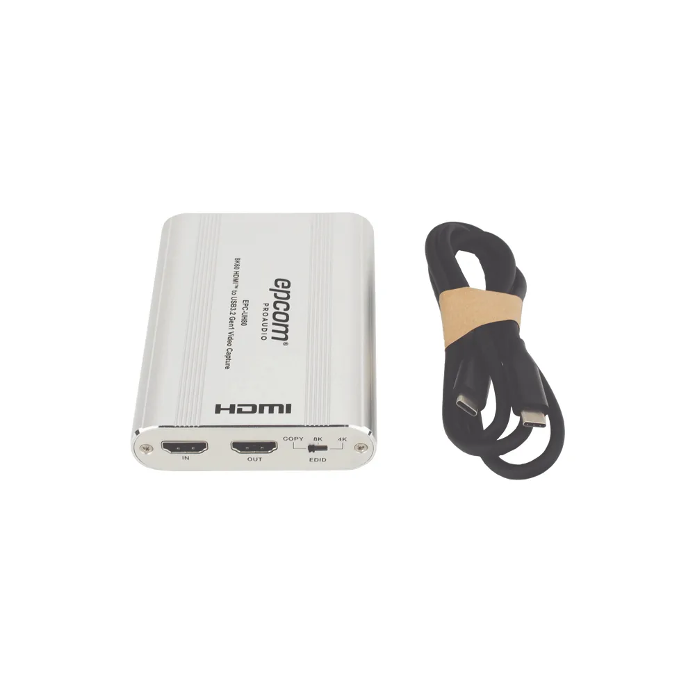 Tarjeta de Captura HDMI 8K a USB 3.2 Gen 1 | Resolución 8K@60Hz y 4K2K@144Hz | Ancho de Banda 48Gbps | Mezcla de Audio HDMI-Micrófono-Línea | Compatibilidad Multiplataforma Windows-macOS-Linux | Carcasa de Aluminio Plateado – vista 7