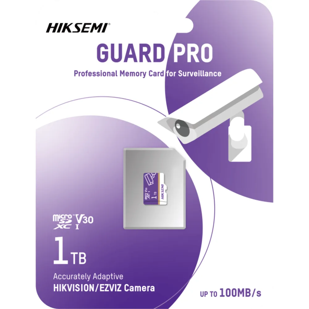 Tarjeta MicroSD 1TB / Videovigilancia 24/7 / 3D TLC NAND / Clase 10 U3 / 100 MB/s Lectura / All-Weather -25°C a 85°C / HIKSEMI GUARD PRO – vista 2