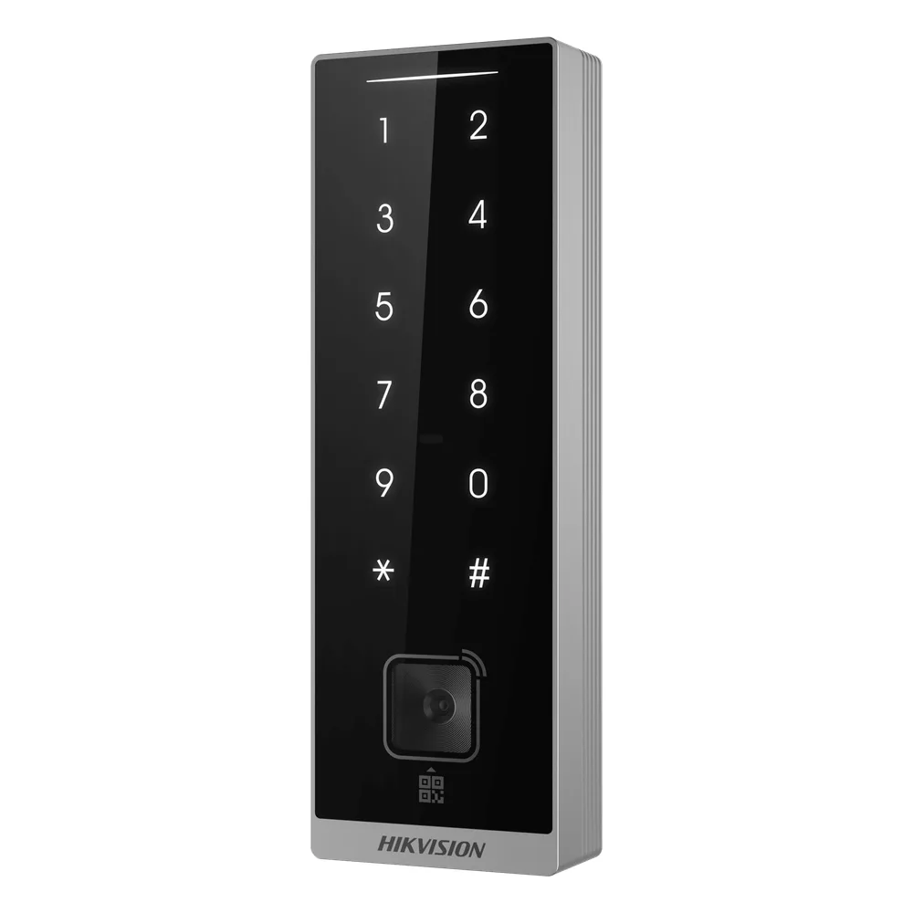 Teclado Esclavo con Lector de Tarjetas Virtuales Bluetooth y Códigos QR / Tarjetas MIFARE y PROX EM / Contraseñas / RS-485 Wiegand OSDP / Frecuencias 13.56 MHz y 125 KHz / Autenticación Tarjeta PIN QR Bluetooth / Táctil – vista 2