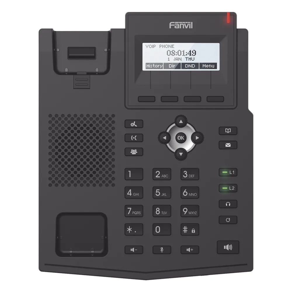 Teléfono IP / 2 Líneas SIP / Pantalla LCD 128x48 / Audio HD G.722 y Opus / Conferencia 3 Vías / PoE 802.3af / OpenVPN / Soporte EHS – vista 3
