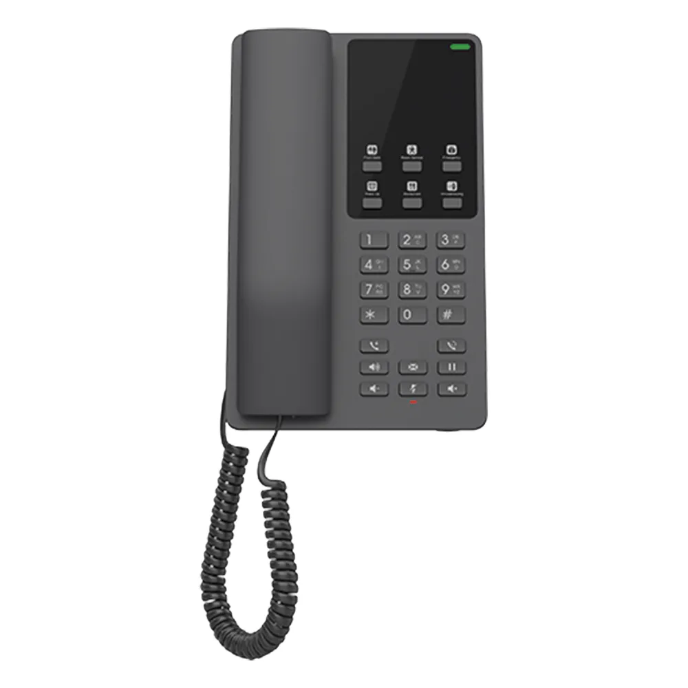 Teléfono IP Hotelero, 2 líneas SIP con 2 cuentas, codec Opus, IPV4/IPV6, color negro, con gestión en la nube GDMS