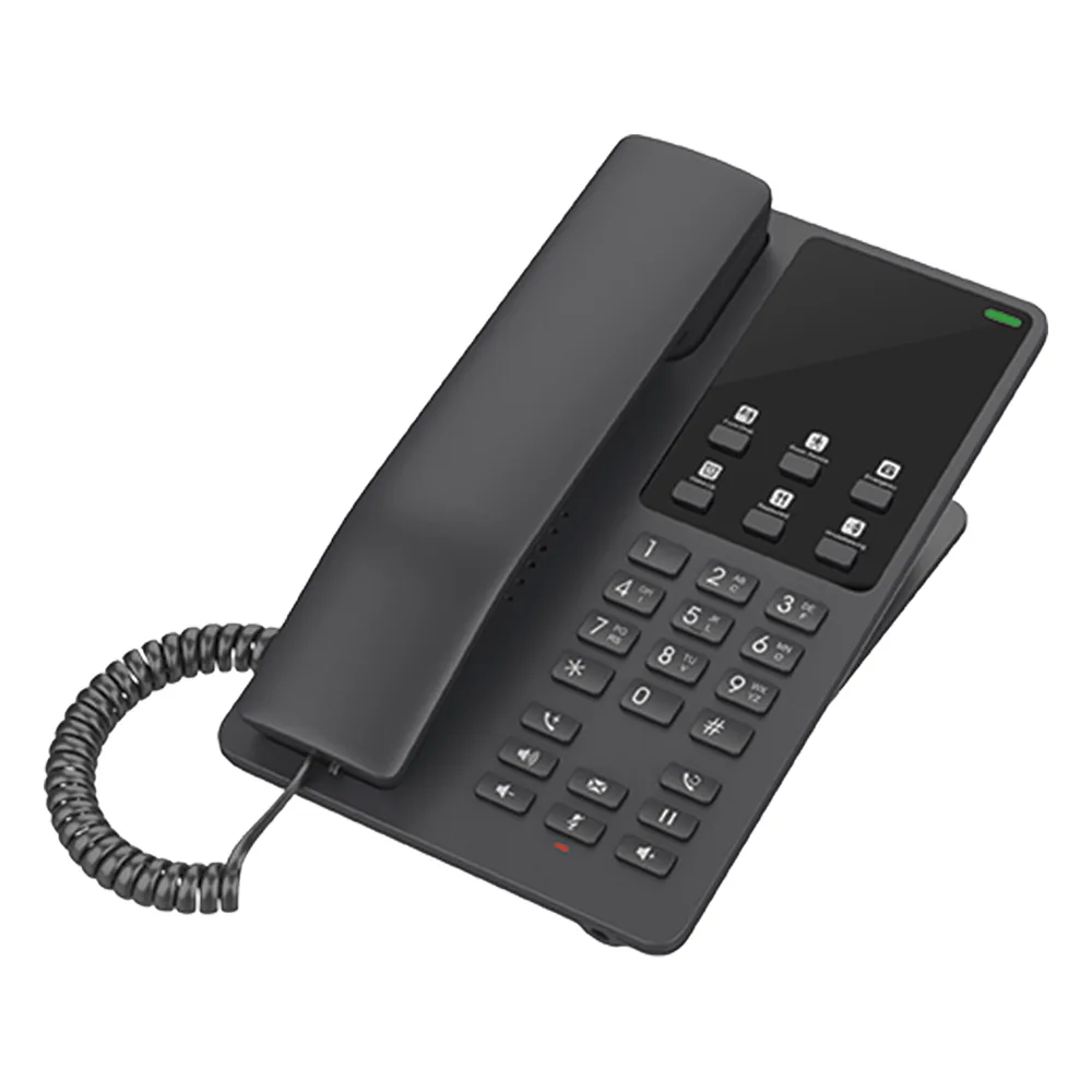 Teléfono IP Hotelero Wi-Fi, 2 líneas SIP con 2 cuentas, codec Opus, IPV4/IPV6, color negro, con gestión en la nube GDMS – vista 2