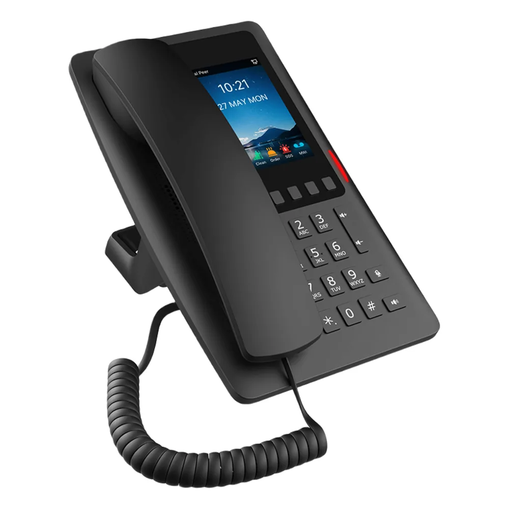 Teléfono IP Hotelero Wi-Fi 6 / Pantalla IPS 3.5" 320x480 / 2 Líneas SIP / 5 Teclas Programables / Puerto USB-A / PoE 802.3af / Audio HD / Diseño Negro – vista 2