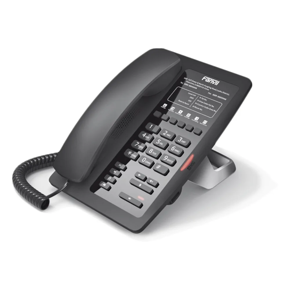 Teléfono IP para Hotelería, profesional con 6 teclas programables para servicio rápido (Hotline), plantilla personalizable con PoE