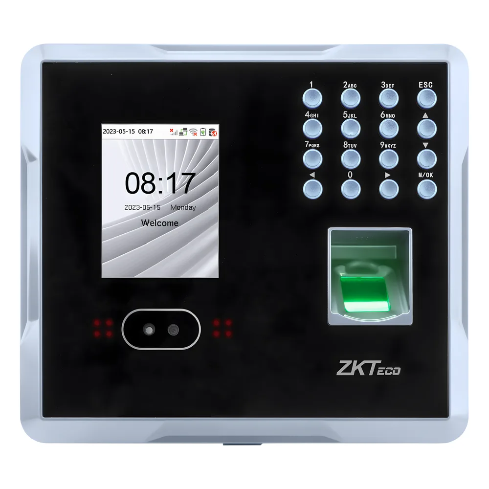 Terminal Multi-Biométrica de Asistencia y Control de Acceso / Reconocimiento Facial, Huella y Tarjeta / 2,000 Usuarios / 1,500 Rostros / 2,000 Huellas / 100,000 Eventos / TCP/IP Wi-Fi USB / ADMS / Pantalla 2.8" TFT